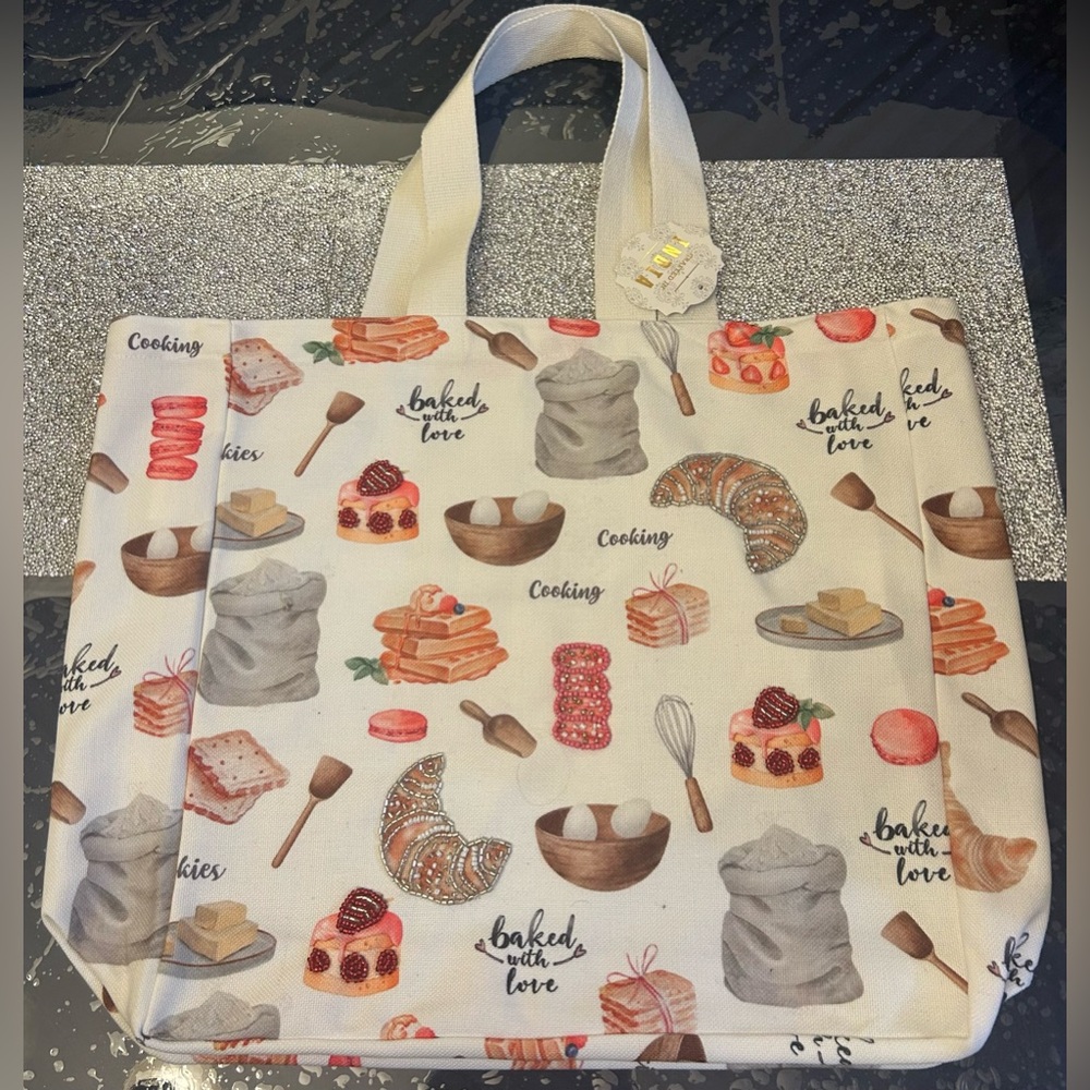 Baked with Love Tote Beaded Bag large NWT